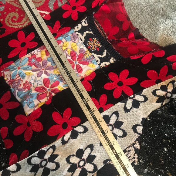 wool jersey jaquard tunic/dress women's M patchwork midi boho artto wear Retro - Picture 9 of 9